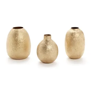 S/3 Textured Gilded Vases