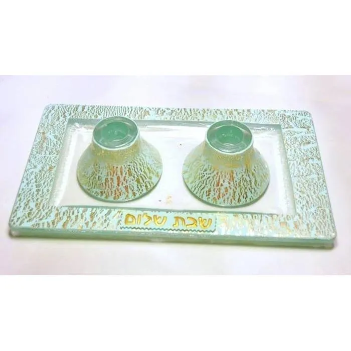 Shabbat & Candle Holder Tray Set