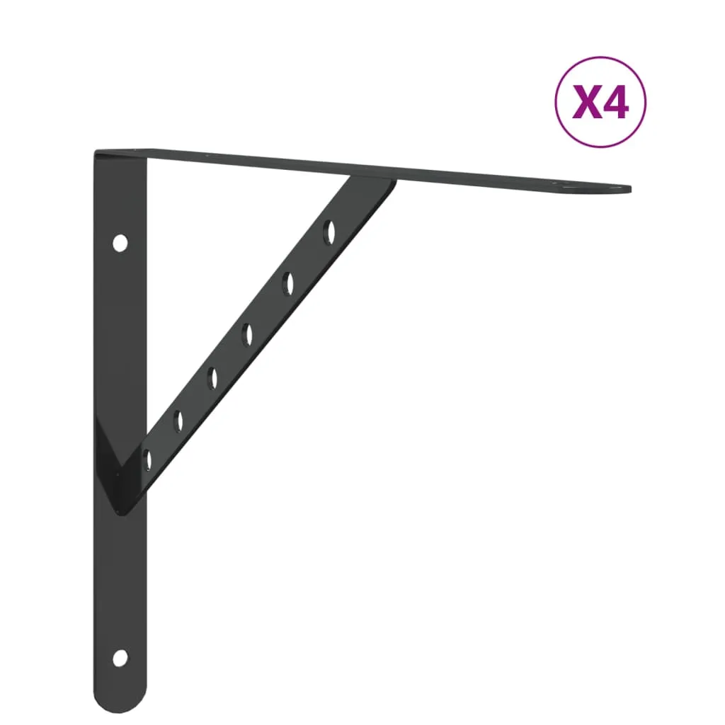 Shelf Brackets 4 pcs 40x2.5x25 cm Black Stainless Steel