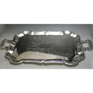 Silver Plated Tray with Handles Great for Shabbat Candle Lighting / Licht benching)