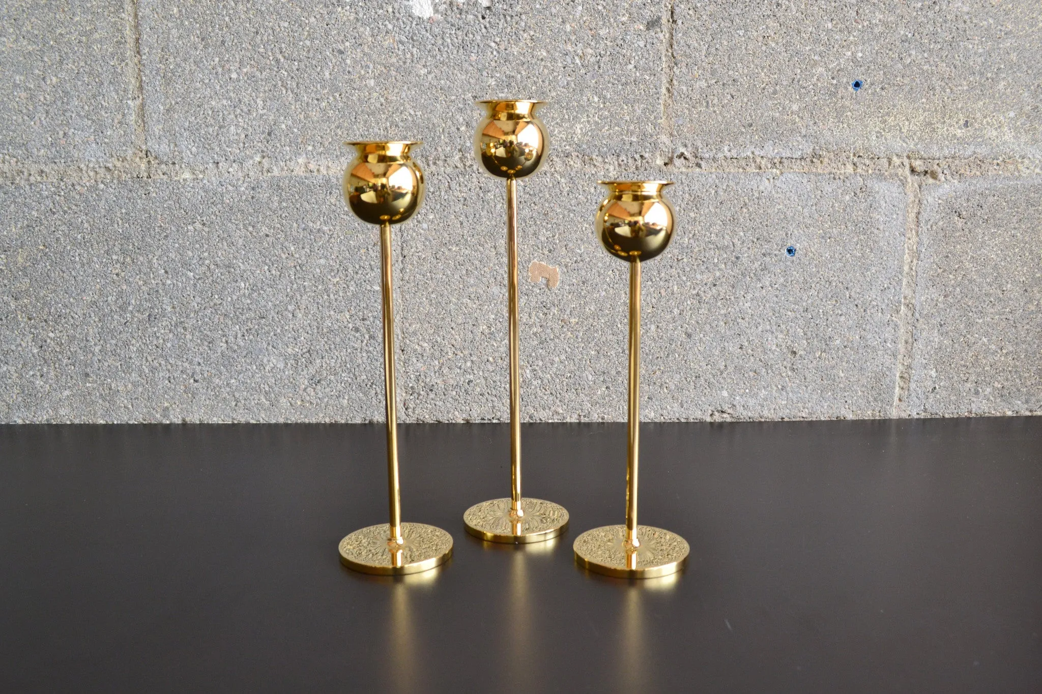 Skultuna Brass Tulip Candle Holder Set