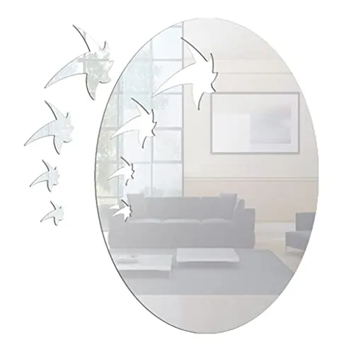 Sonik Store A Set of Maple Leaf Mirror Wall Stickers Self-Adhesive Art Decor Silver