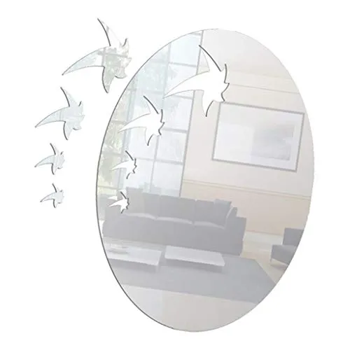 Sonik Store A Set of Maple Leaf Mirror Wall Stickers Self-Adhesive Art Decor Silver