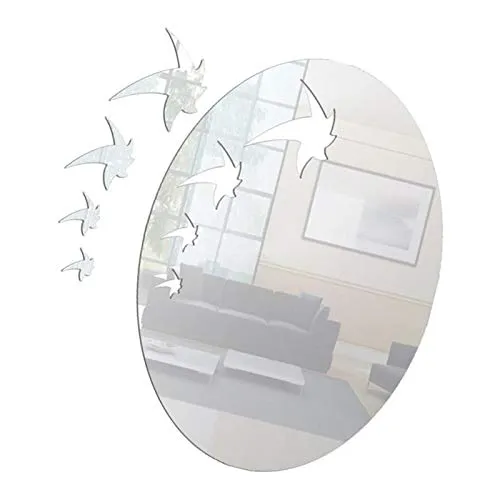 Sonik Store A Set of Maple Leaf Mirror Wall Stickers Self-Adhesive Art Decor Silver