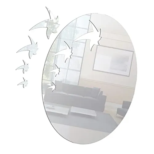 Sonik Store A Set of Maple Leaf Mirror Wall Stickers Self-Adhesive Art Decor Silver