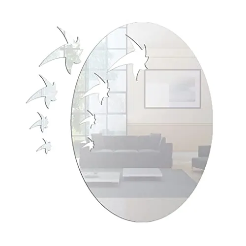 Sonik Store A Set of Maple Leaf Mirror Wall Stickers Self-Adhesive Art Decor Silver