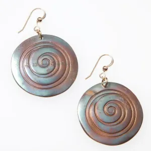 Spiral Iridescent Earrings on French Hooks