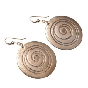 Spiral Peace Bronze Earrings on French Hooks (Wholesale)