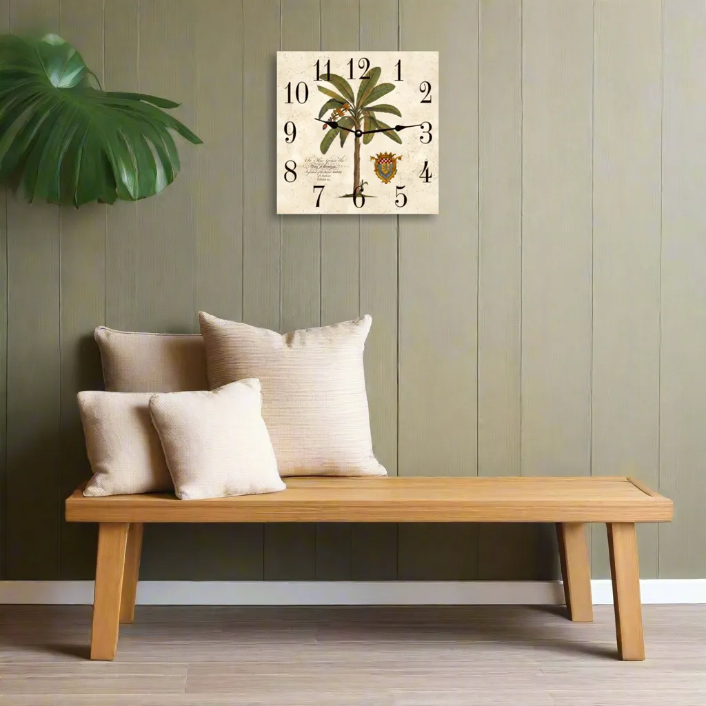 Square Palm Tree Clock - Beautiful Island-Inspired Décor