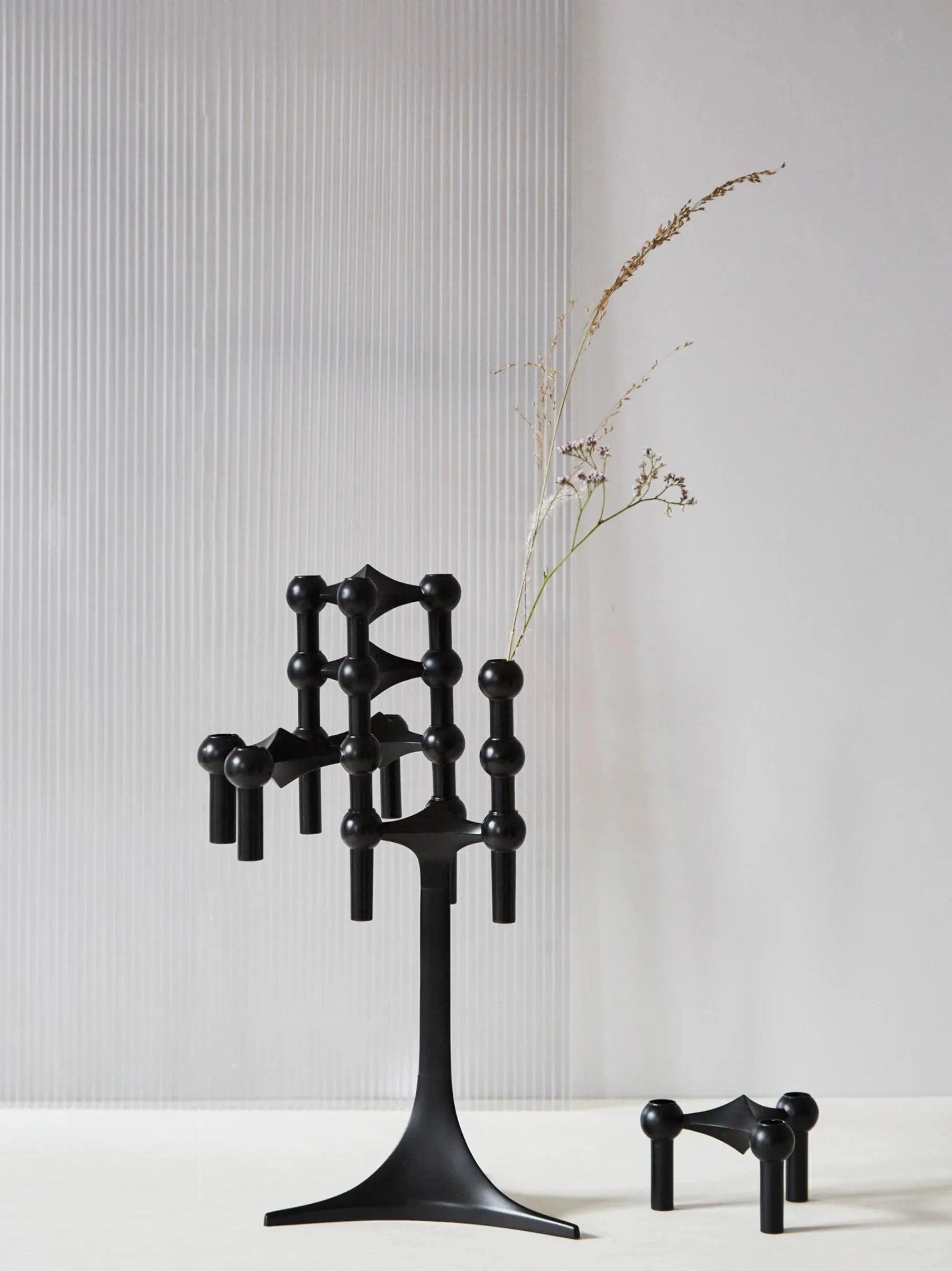 STOFF NAGEL tall candle holder black