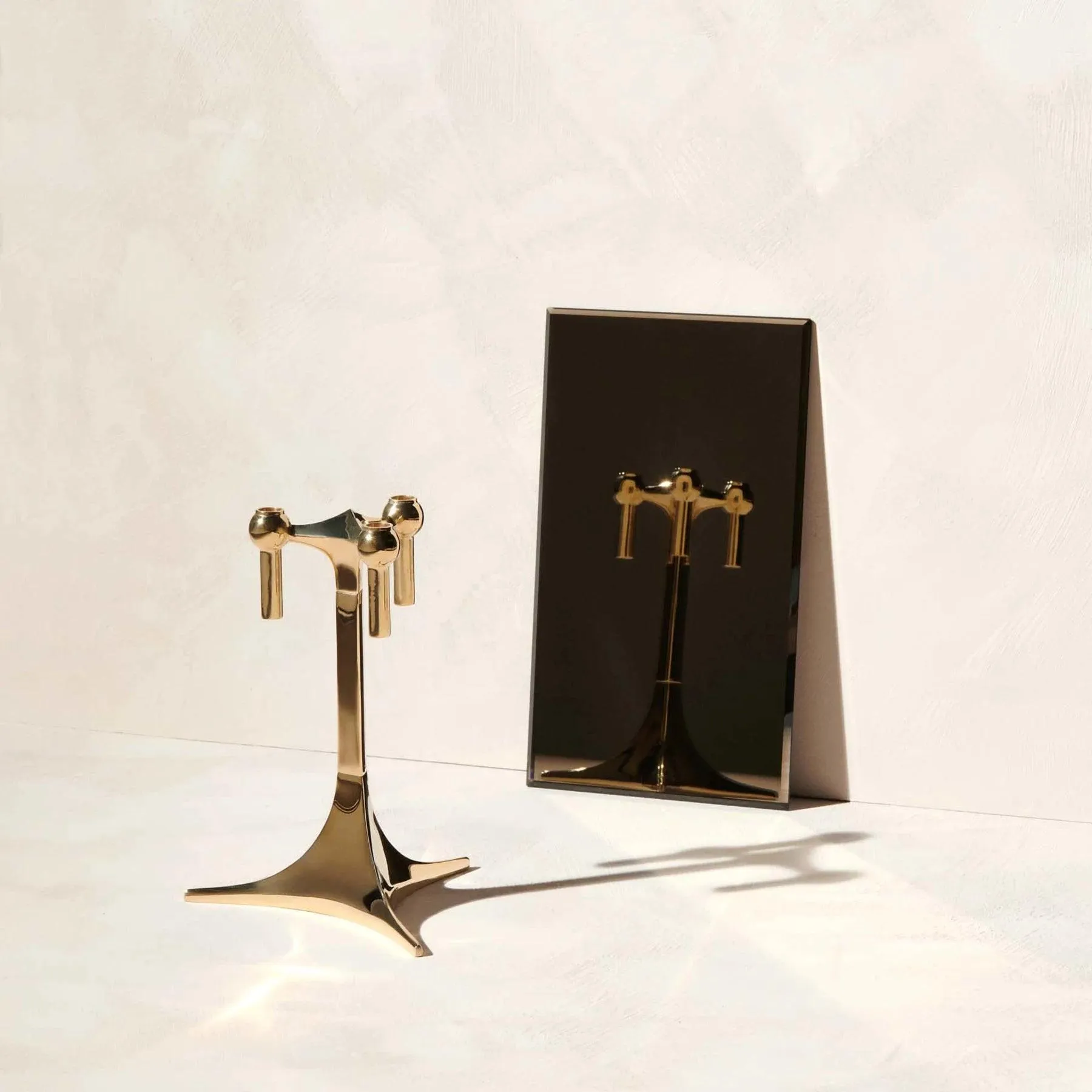 STOFF NAGEL tall candle holder brass