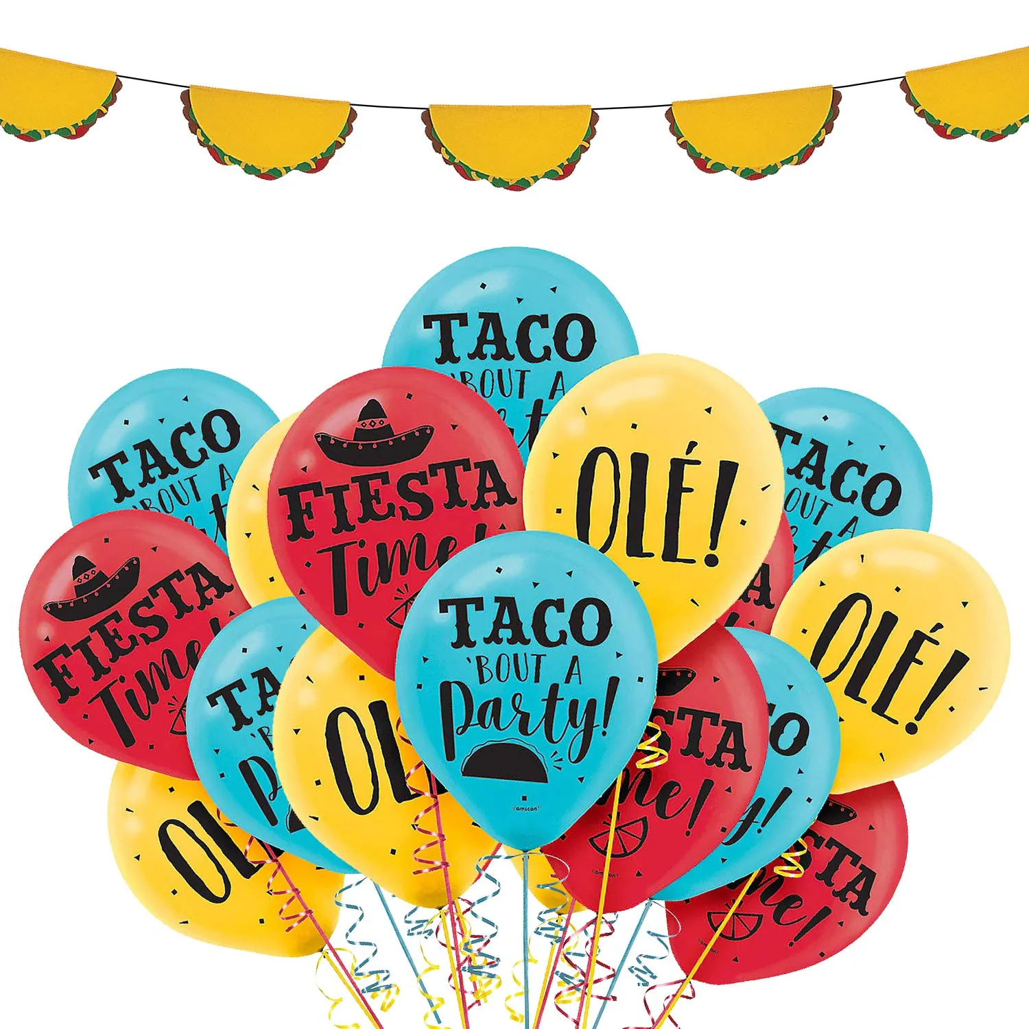 Taco Garland and Balloon Set for Mexican Theme Fiesta, Cinco de Mayo Party Decorations