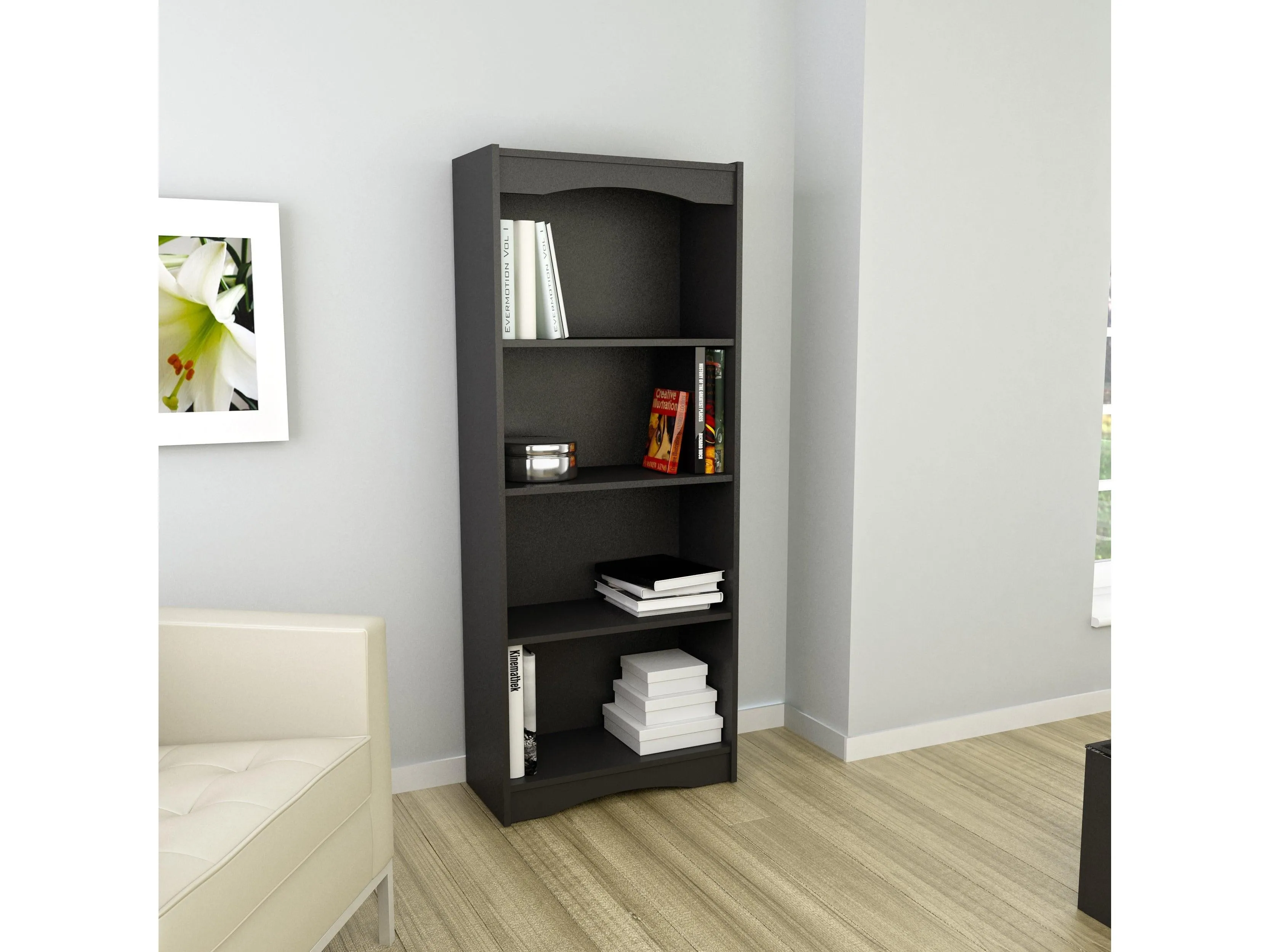 Tall Bookcase in Black, 60"