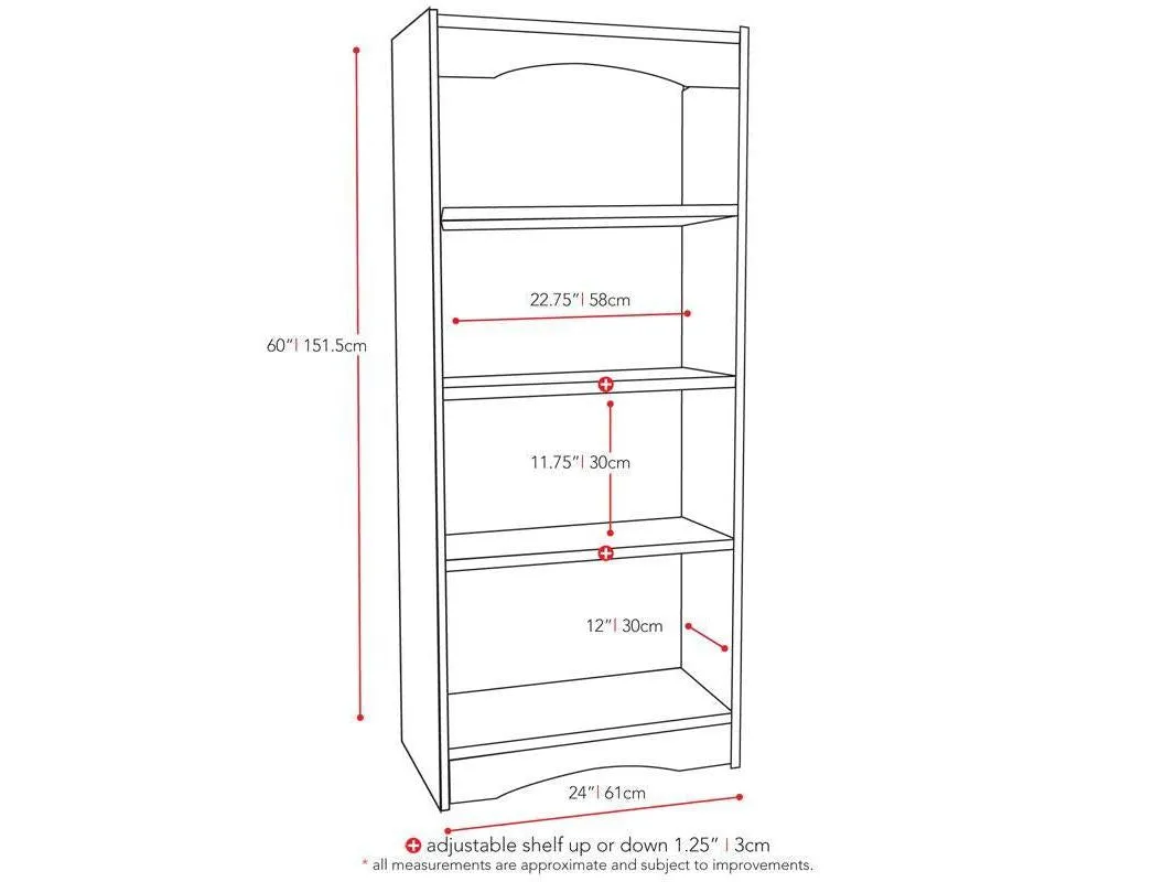 Tall Bookcase in Black, 60"