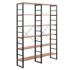 Tangkula Bookshelves and Bookcases, 80 Inch Double Wide 6 Tier Bookshelf (60" L x 13.5" W x 80" H)