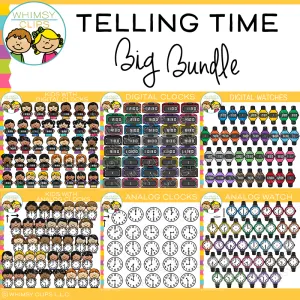 Telling Time Clip Art Big Bundle