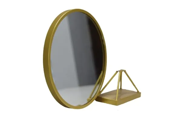 TINITALO Modern Elegance Round Wall-Mounted Mirror Metal Framed Wall Mirror Bathroom Mirror Living Room Mirror Home Decor Mirror 18 x 18 Inches Golden MF 76