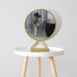 TINITALO Modern Elegance Round Wall-Mounted Mirror Metal Framed Wall Mirror Bathroom Mirror Living Room Mirror Home Decor Mirror 18 x 18 Inches Golden MF 76