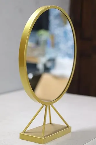 TINITALO Modern Elegance Round Wall-Mounted Mirror Metal Framed Wall Mirror Bathroom Mirror Living Room Mirror Home Decor Mirror 18 x 18 Inches Golden MF 76