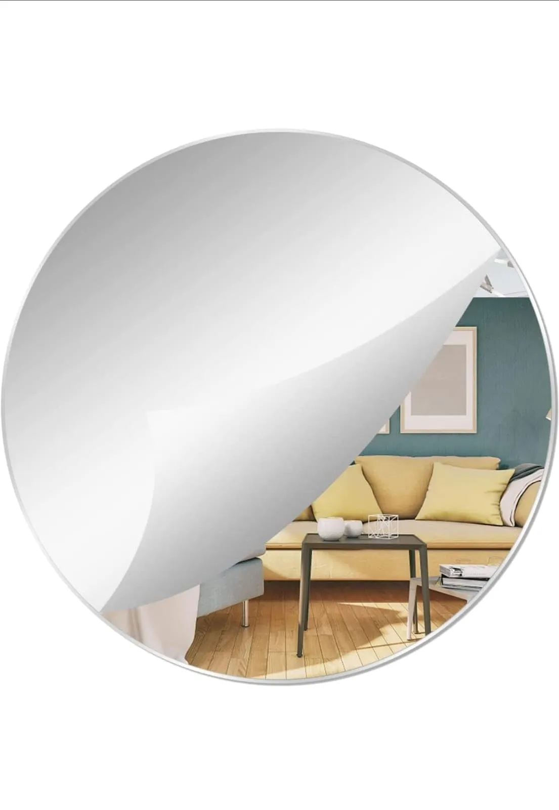 TINITALO Self-Adhesive Wall Glass Mirror - 20 cm (8Inches) Round Mirror Decal for Easy DIY Decor