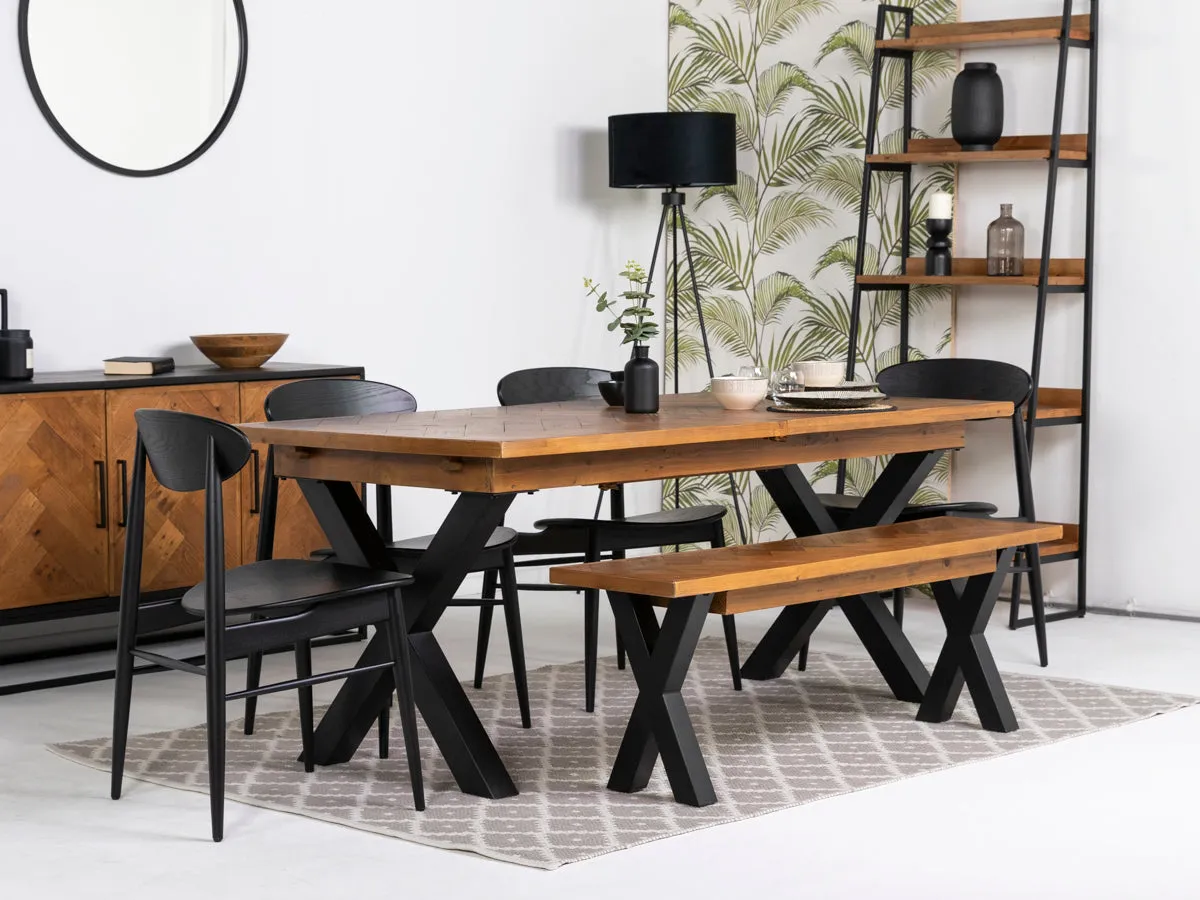 Tulsa Large Extendable Cross Leg Dining Table (180cm - 240cm) & Gabo Dining Chairs