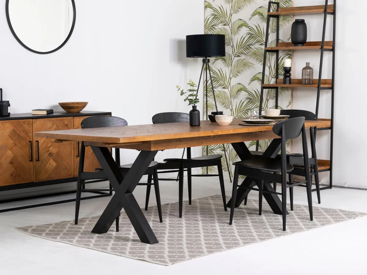 Tulsa Large Extendable Cross Leg Dining Table (180cm - 240cm) & Gabo Dining Chairs