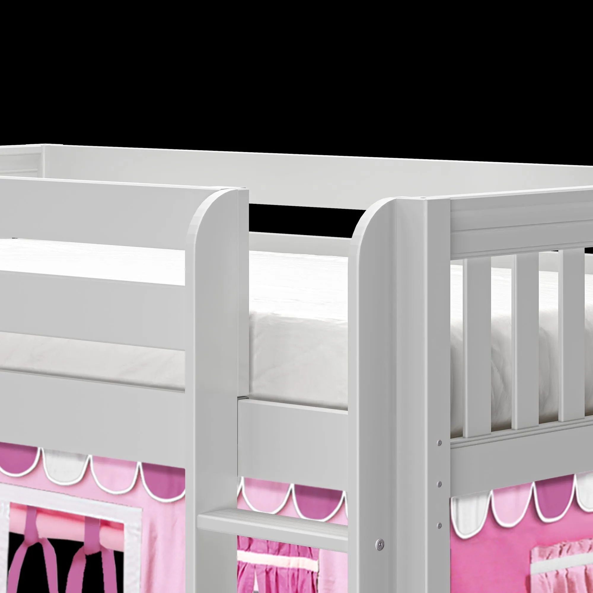 Twin Low Loft Bed with Straight Ladder and Underbed Curtain