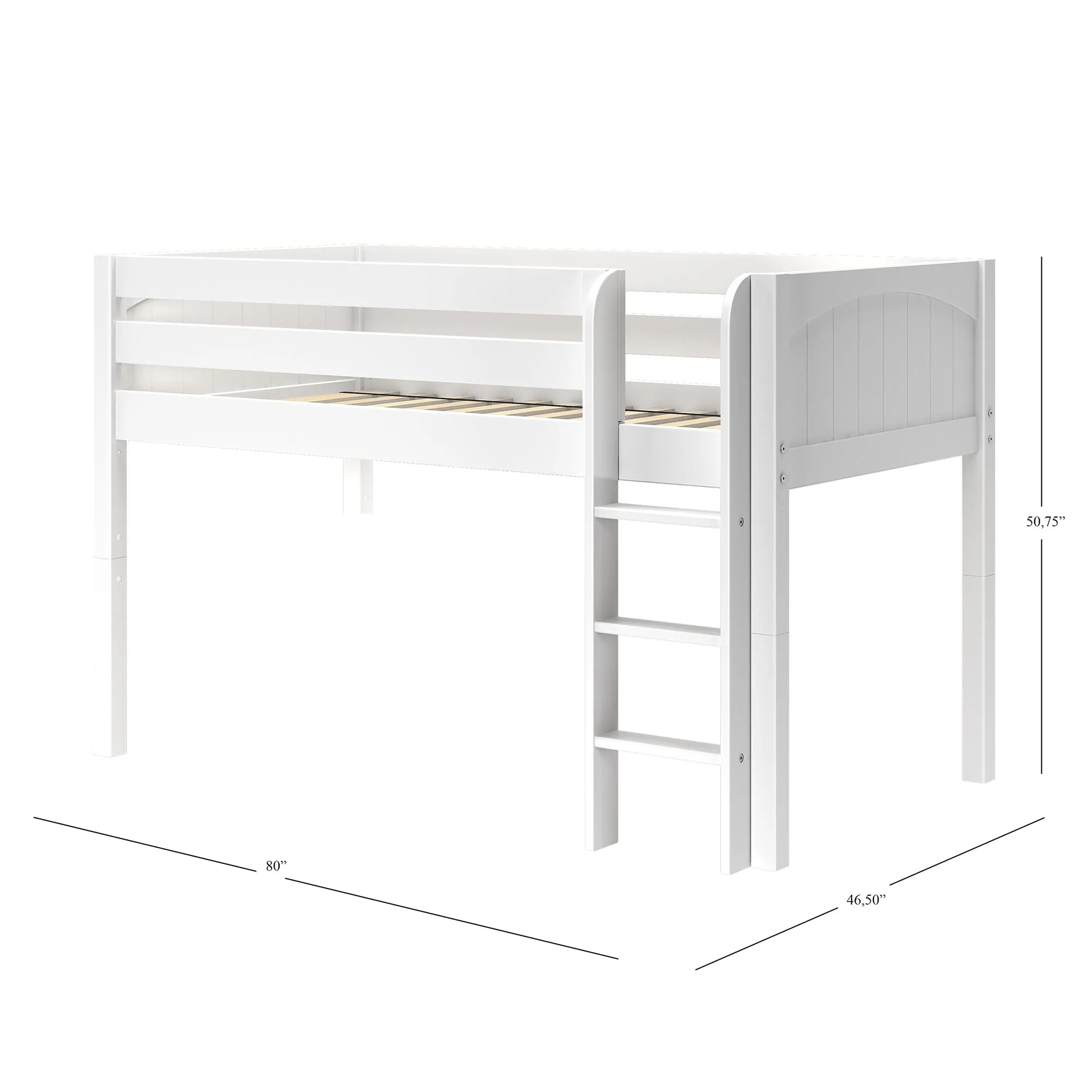 Twin Low Loft Bed with Straight Ladder and Underbed Curtain