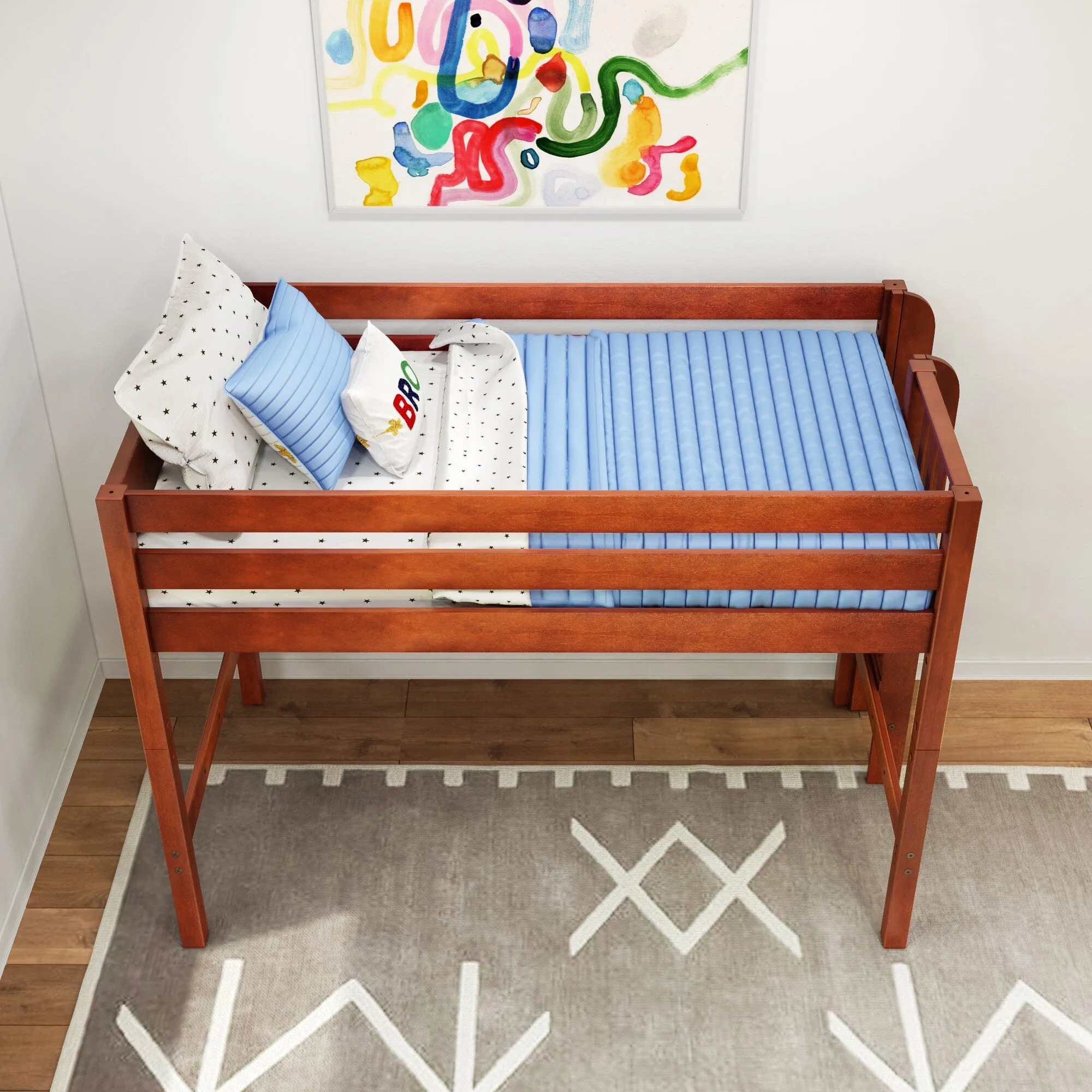 Twin Mid Loft Bed with Ladder on End