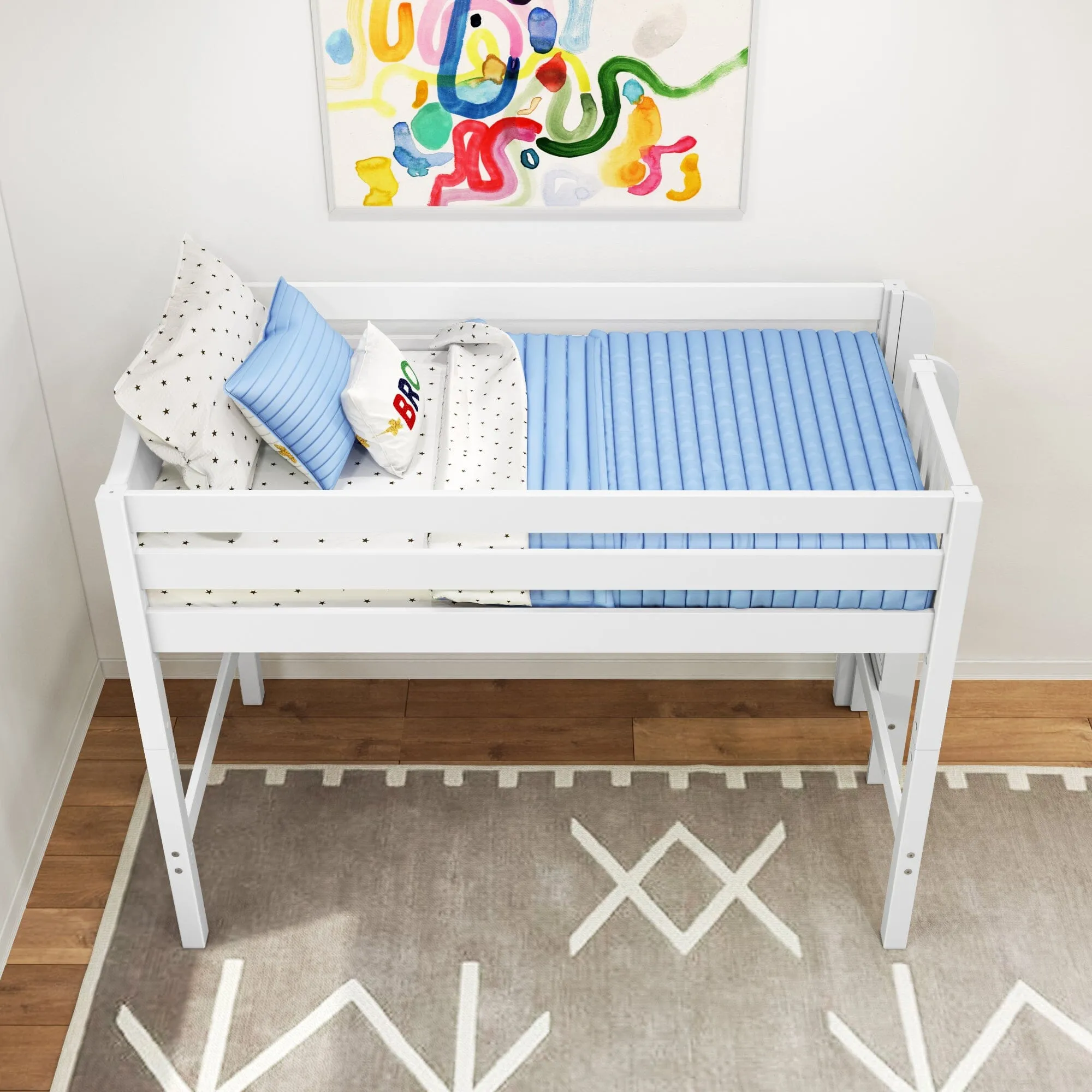 Twin Mid Loft Bed with Ladder on End