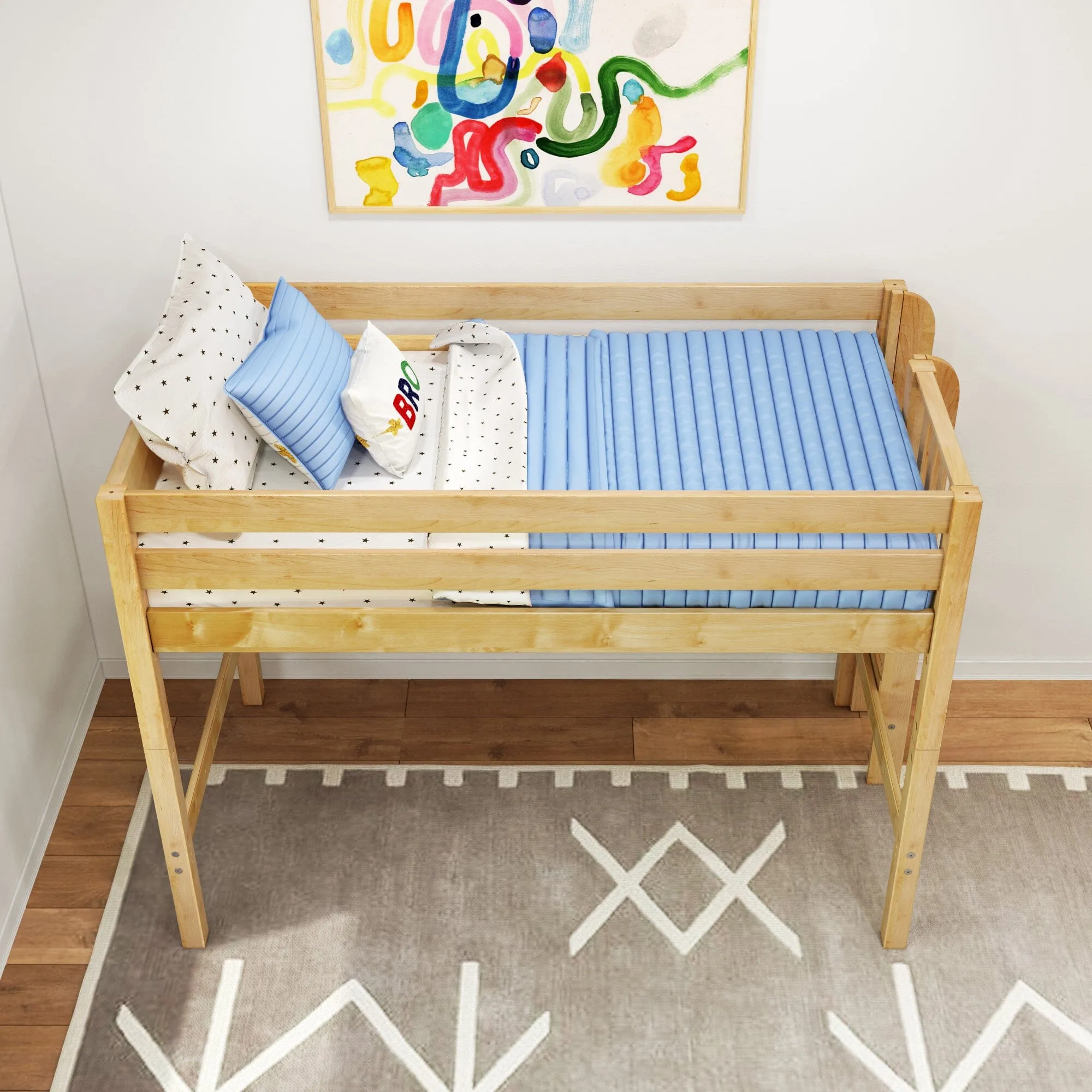 Twin Mid Loft Bed with Ladder on End