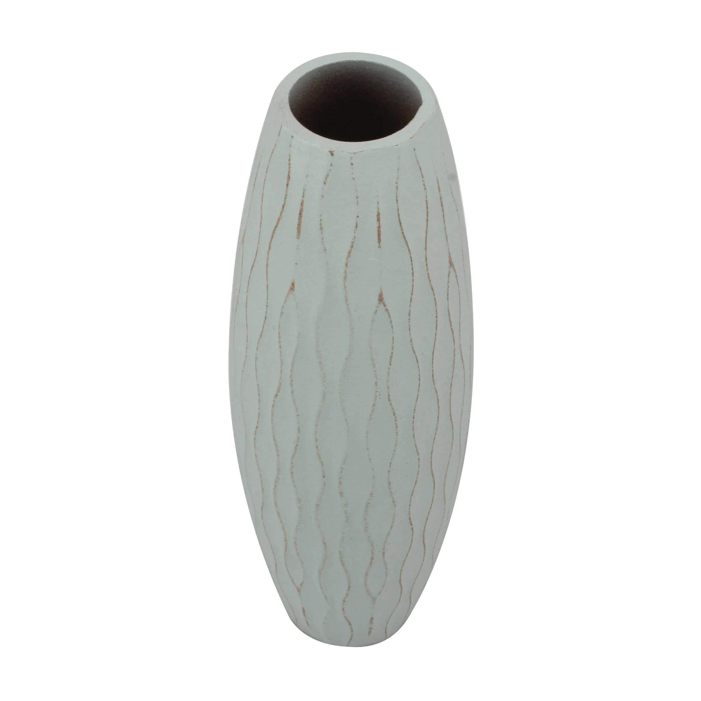 Weathered Pale Ocean Blue Wood Vase (Medium) (WS)