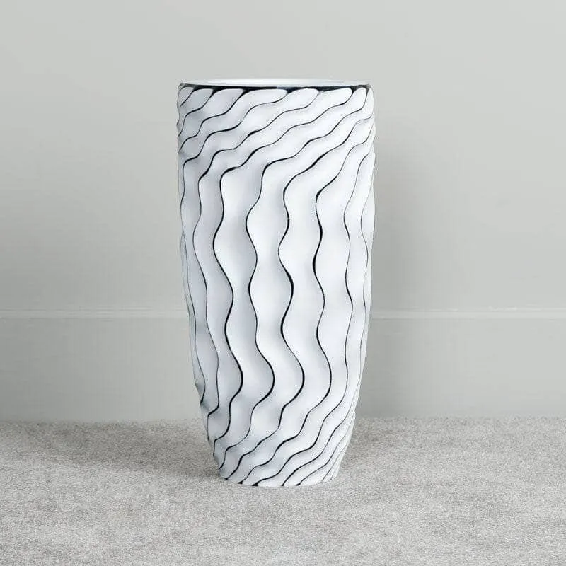 White & Black Ripple Vase - 67cm