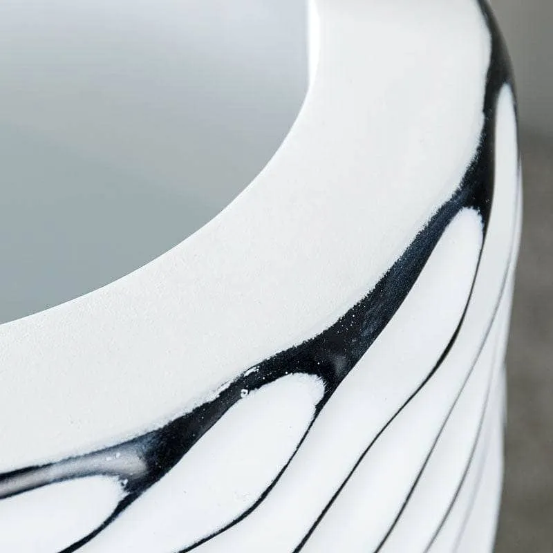 White & Black Ripple Vase - 67cm