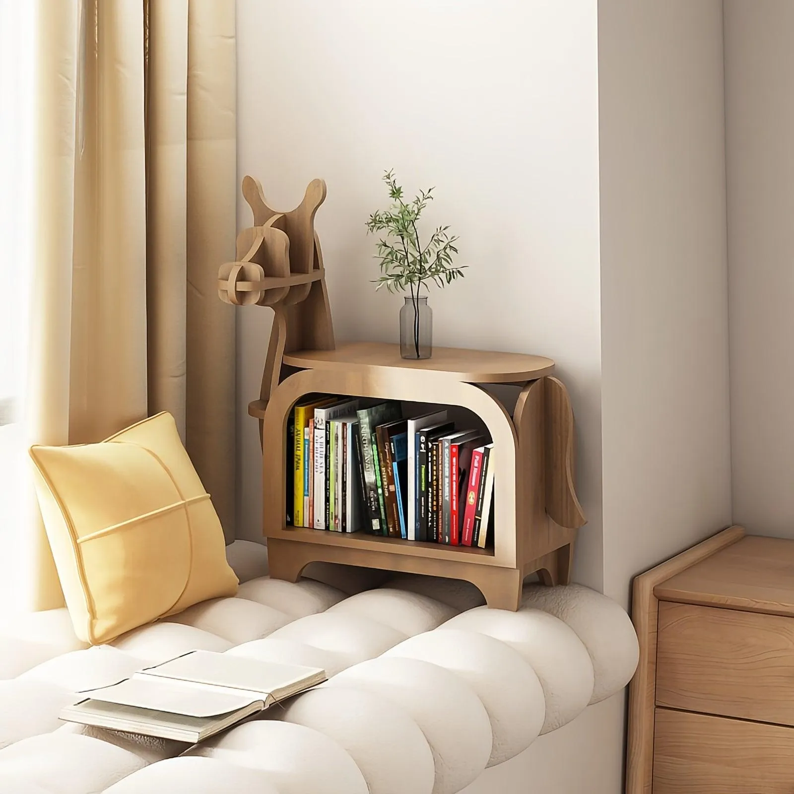 Wooden Bookshelves Horse Wall Animal Shape Bookshelf Kids Bookcases Storage Rack