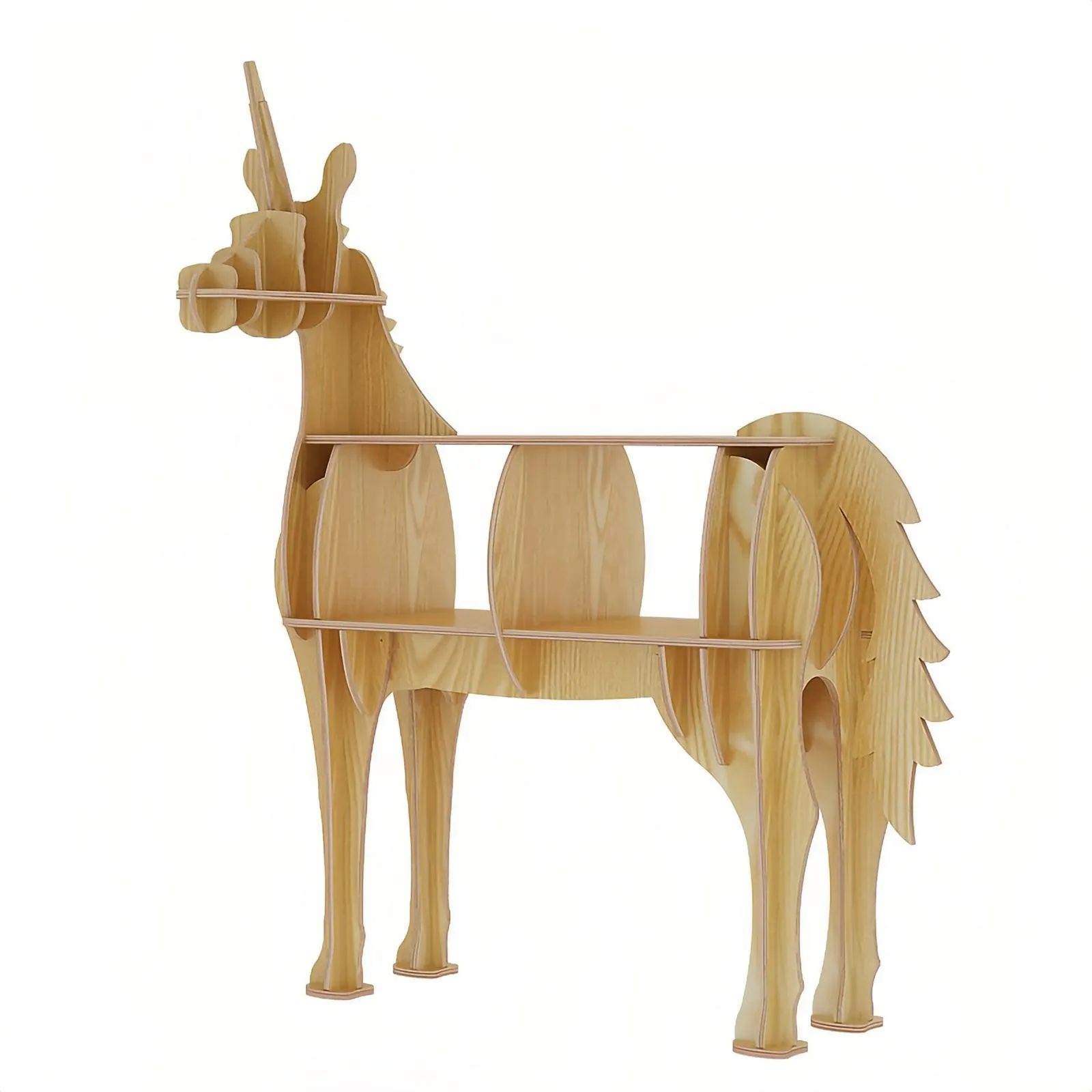 Wooden Bookshelves Unicorn Animal Shape Bookshelf Kids Bookcases Storage Rack